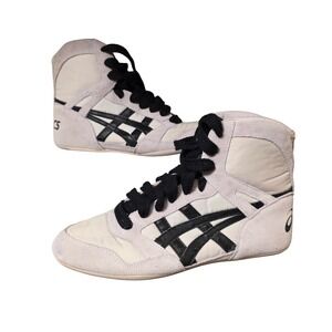 Asics TWR325 Wrestling Trainers High Top Black Cream Men 7.5 Women 9